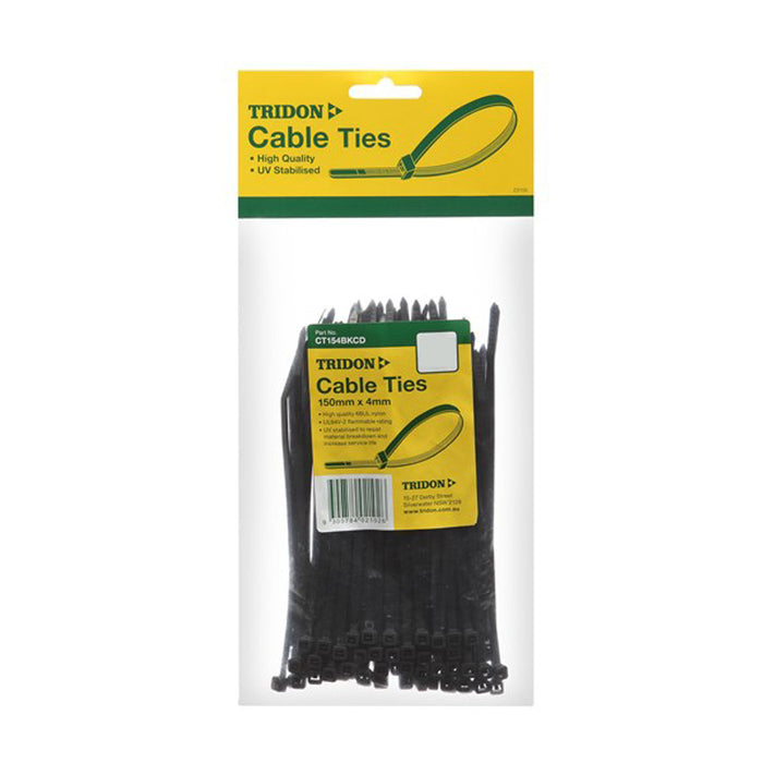 Cable Ties TRIDON Blk w4mm x L150mm x 25qty