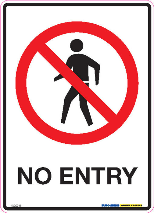 Sign NO ENTRY wthperson +graphic Blk/Red/Wht - w180 x h250mm DECAL