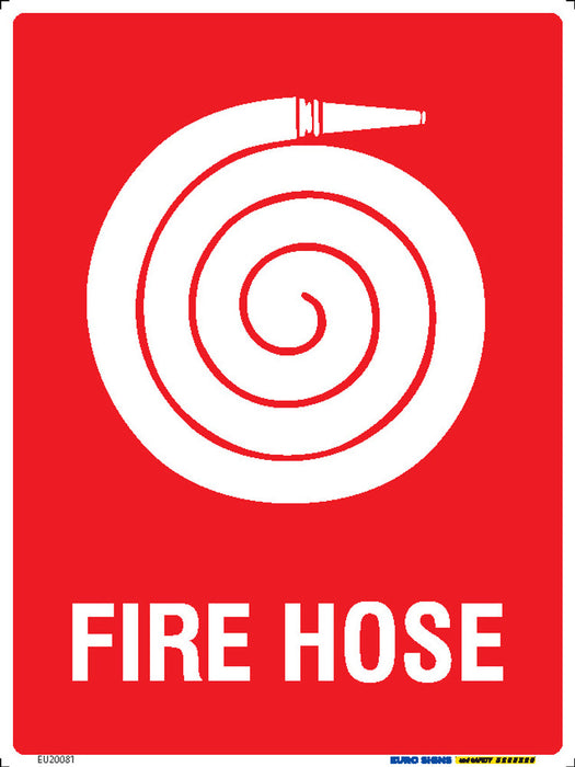 Sign FIRE HOSE +graphic Wht/Red - w225 x h300mm POLY