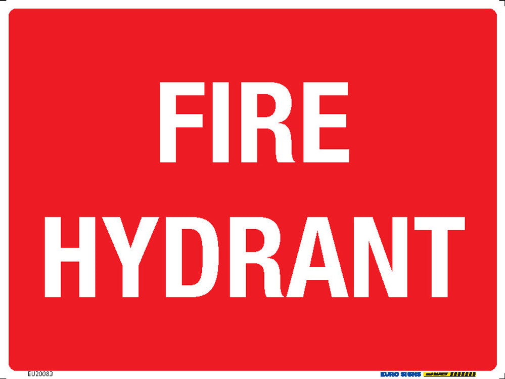 Sign FIRE HYDRANT +graphic Wht/Red - w300 x h225mm POLY — Euro Signs ...