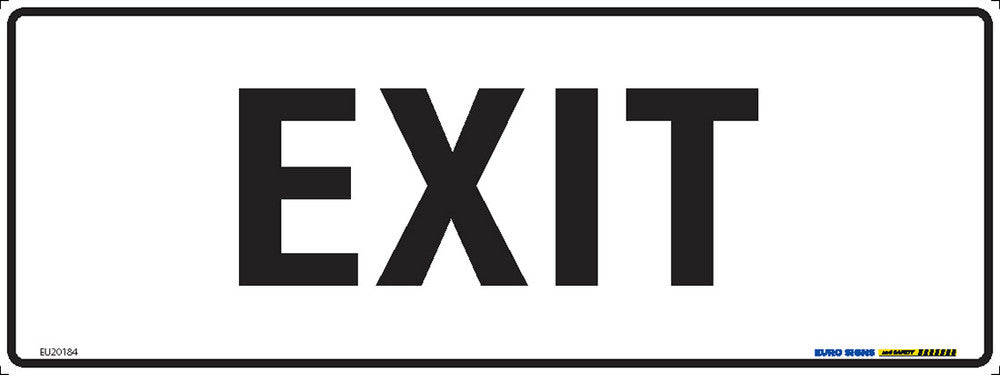 Sign EXIT Blk/Wht - w400 x h150mm METAL — Euro Signs & Safety