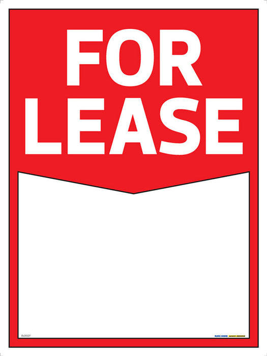 Sign FOR LEASE with space for price Wht/Red - w900 x h1200mm CORF