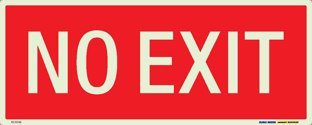 Sign NO EXIT Lum. Wht/Red - w450 x h180mm DECAL
