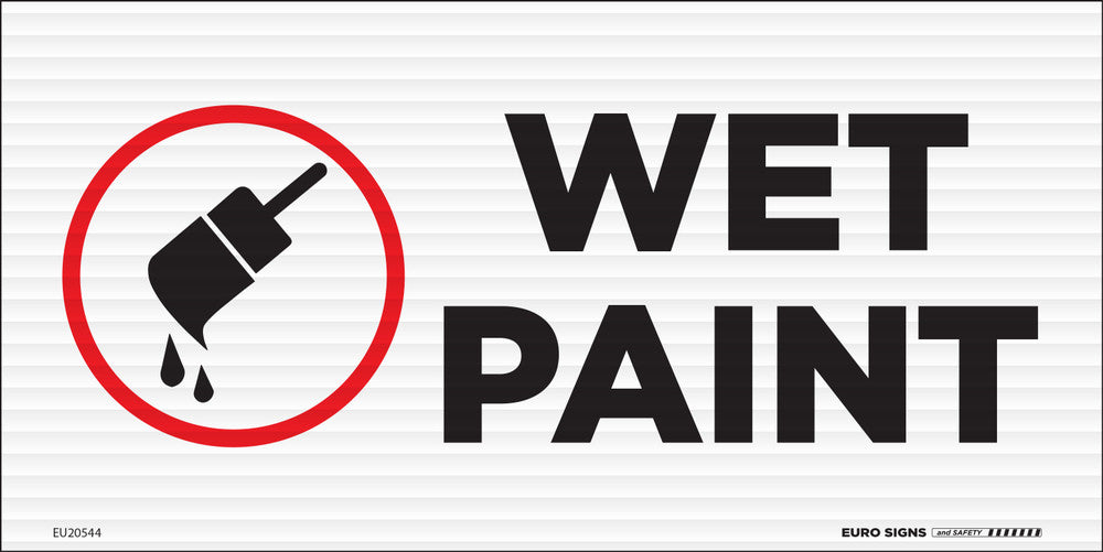 Sign WET PAINT blk/red/wht - w250mm x h125mm CORF