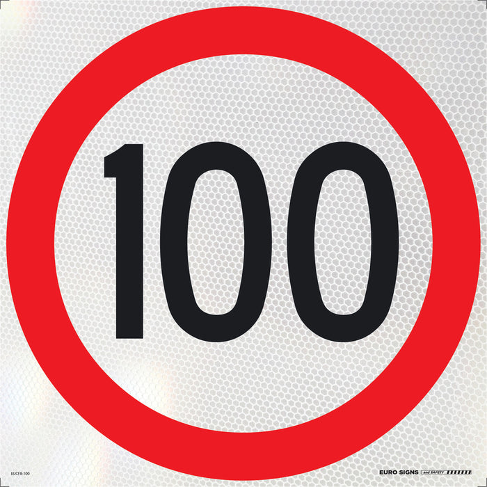 Sign Speed 100km Class 1 Refelct Blk/Red/Wht - 600 x 600mm CORF