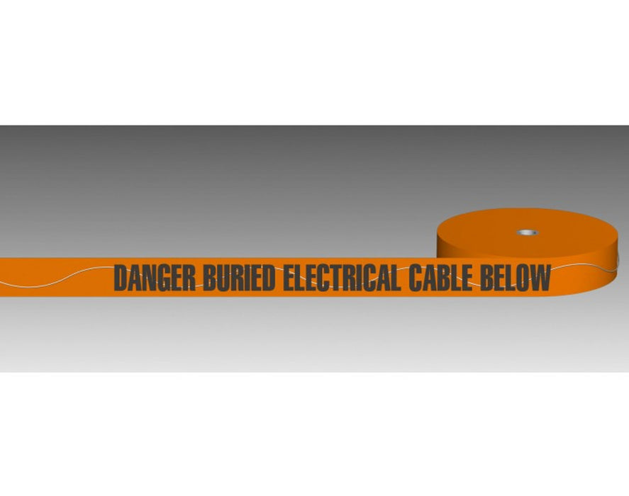 Tape DANGER BURIED ELECTRICITY MAIN BELOw - U/Ground non detect WHITE w100mm x L250mt
