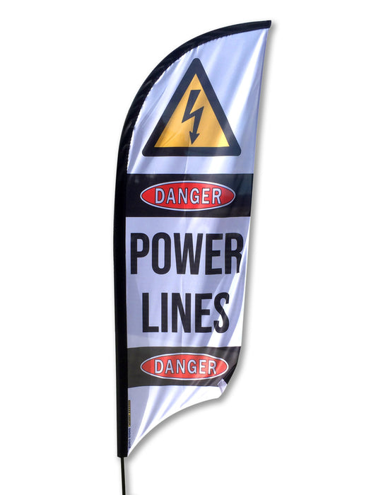 Flag Feather DANGER POWERLINES Small with flag & pole & bag